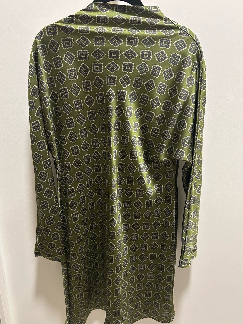 Mango Olive Green Geometric Long-Sleeve Tunic